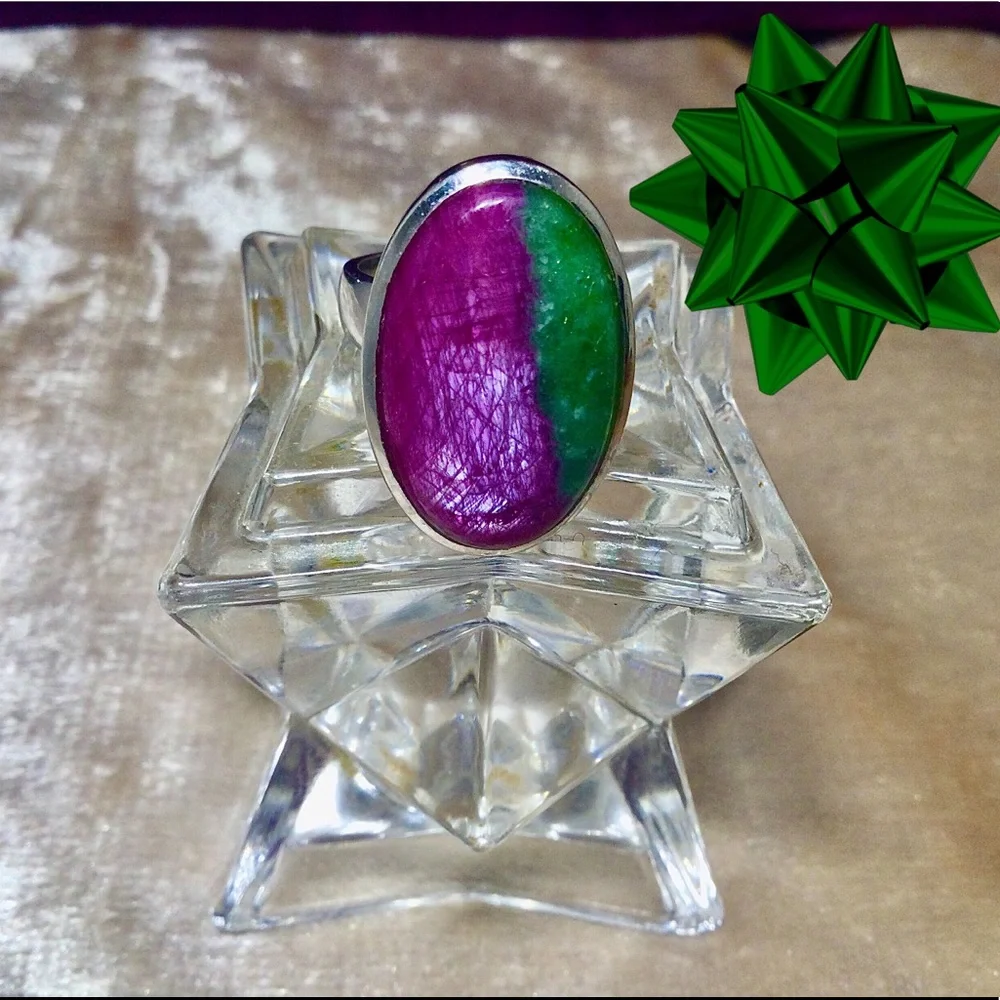 Ruby Fuchsite Spectacular Sterling Silver 925 Ring by Starborn - Picture 14 of 14